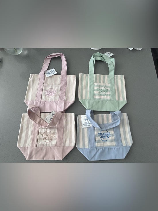 Trader Joe'S Handbags - Trader Joe's Pastel Stripe Mini Tote Summer Bundle